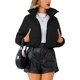 thumbnail image 3 of Chaqueta acolchada ligera para mujer, manga larga, cuello alto, cremallera, chaqueta acolchada recortada, 3 of 5