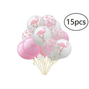 EBTOYS 15pcs Confetti Balloons Flamingo Latex Balloons for Hawaiian Luau Tropical Party Balloons Birthday Decorations (Pink)