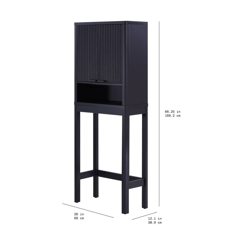 Beautiful Fluted Over-The-Toilet Storage Cabinet, Rich Black