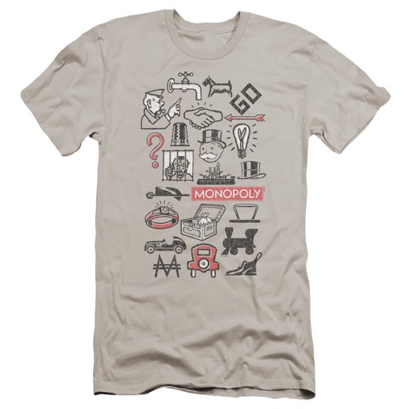 Monopoly Monopoly Icons HBO S/S Adult 30/1 T-Shirt Silver