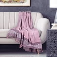 thumbnail image 3 of Parkland Collection Adonia Pink Cotton Slub Throw Blanket with Tassels, 50 x 60 Inch Decorative Sofa Throw, 3 of 4