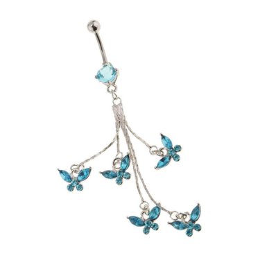 Xingzhi Bagues Bouton Ventre Papillons à Pompons Cristal Perçage Bijou Nombril