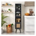 thumbnail image 5 of Rattan Storage Cabinet, 4 Tier Slim Design, Natural Wood & Rattan, Adjustable Shelves, Living Room, Bedroom, Entryway - 11.5" x 11.5" x 54", 135lbs Capacity, 5 of 9