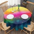 thumbnail image 3 of Colorful Tie Dye Wave Pattern Round Tablecloth 60"x60",Wrinkle Wipeable Table Cloth for Kitchen Dining Room Picnic Patio Party, 3 of 6