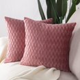 thumbnail image 2 of Madizz Juego De 2 Fundas De Almohada Decorativas De Terciopelo Súper Suave, 24.0 X 24.0 In, Cuadradas, Color Rosa Con Textura, Estilo Lujoso, Funda De Almohada Europea Para Sofá Dormitorio, 2 of 5
