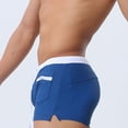 thumbnail image 6 of Men's Sexy Swimming Trunks - Elastic Waist, Zipper Pockets, Side Slits - Quick Dry Nylon/Spandex Beach Surf Shorts, 6 of 8