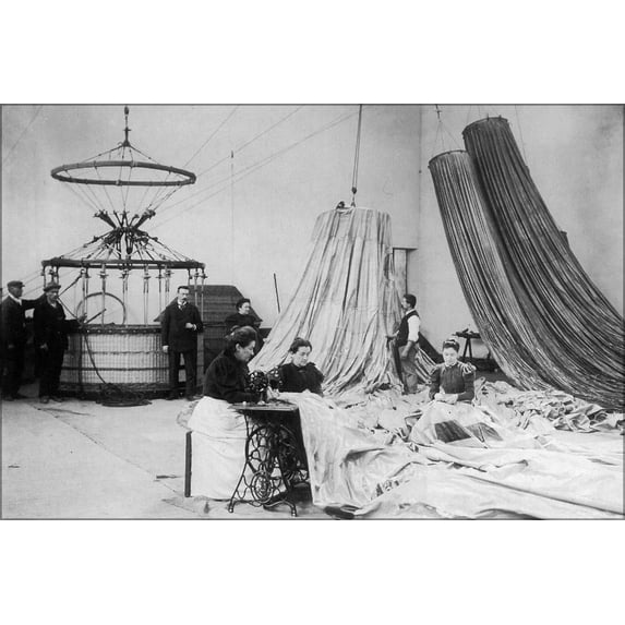 24"x36" Gallery Poster, Photograph from the 1890s of the Paris hot air balloon factory of Henri Lachambre