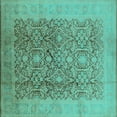 thumbnail image 1 of Ahgly Company Indoor Square Oriental Turquoise Blue Traditional Area Rugs, 3' Square, 1 of 4