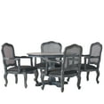 thumbnail image 2 of Noble House Ardene Fabric Upholstered Wood and Cane 5 Piece Circular Dining Set, Gray and Black, 2 of 13