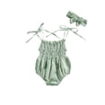 thumbnail image 3 of Coduop Toddler Baby Girl Romper Flower Jumpsuit One Piece Bodysuit with Headband, 3 of 6