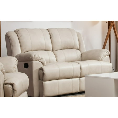 Taupe Leather Air Double Recliner Loveseat (Best Leather Loveseat Recliner)