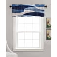 thumbnail image 3 of Blue Geometric Kitchen Valances for Windows Farmhouse Linen Window Valance Curtain for Living Room Window Treatment Vintage White Blue Abstract Art Valance Rod Pocket Topper Drape, 42 x 12 Inch, 3 of 6