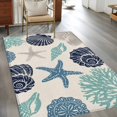 thumbnail image 3 of Summer Marine Life Washable Area Rug 4 x 6 ft Graffiti Corals Shell Conch Sea Blue Starfish Linen, Soft Non Slip Rugs Stain Repellent Indoor Felt Carpet for Living Dining Room Bedroom Home Office, 3 of 9