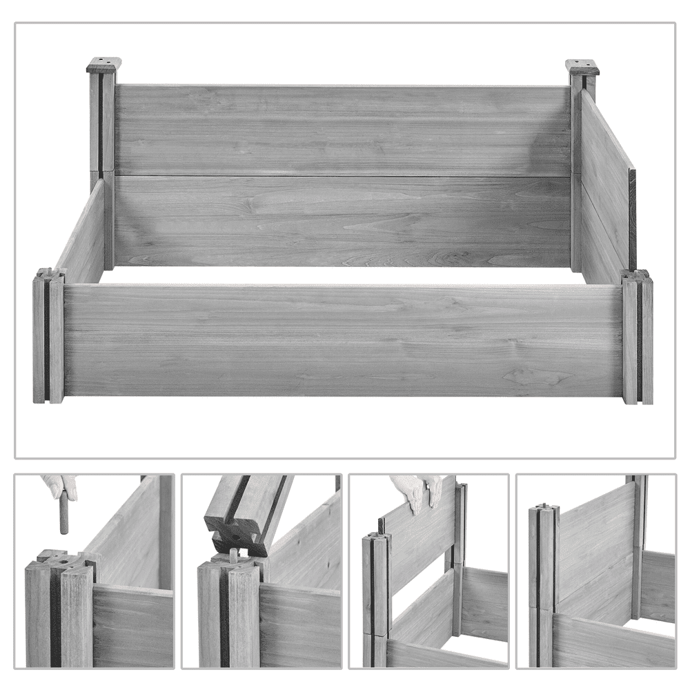 Renwick Wooden Raised Garden Bed Simple Planter,Gray