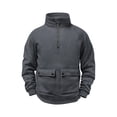 thumbnail image 2 of Frnrwgo Men's Half Zip Pullover Sweatshirt Heavyweight Regular Fit Dual Button Pockets Stand Collar Fall Winter Casual Top, 2 of 7