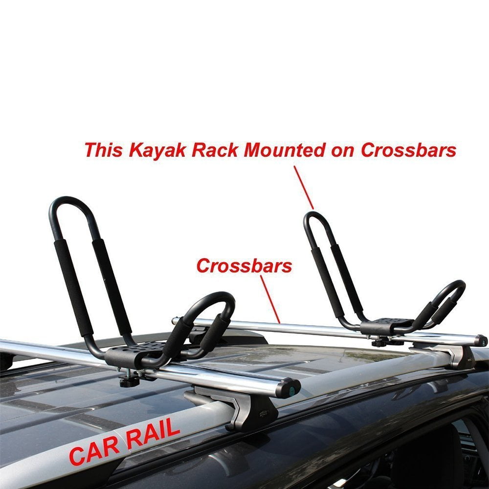 2 Pcs Foldable J-Bar Rack 4 in 1 Bilateral Rooftop Mount Universal Crossbar for Kayak SUP Canoe Boat Surfboard Ski Kacsoo Kayak Roof Rack for Car 