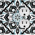 thumbnail image 1 of Metal Light Switch Plate Cover Teal Black Mandala Flower Tile Pattern MDL045, 1 of 13