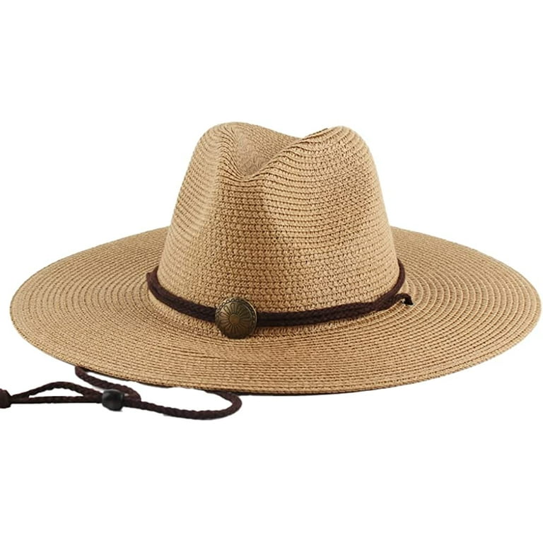 CoCopeaunts Sun Hat Fedora Hats for Women Cowboy Hat Straw Hat Wide Brim  Beach Hat Windproof UV Protection Hiking Travel Fishing 