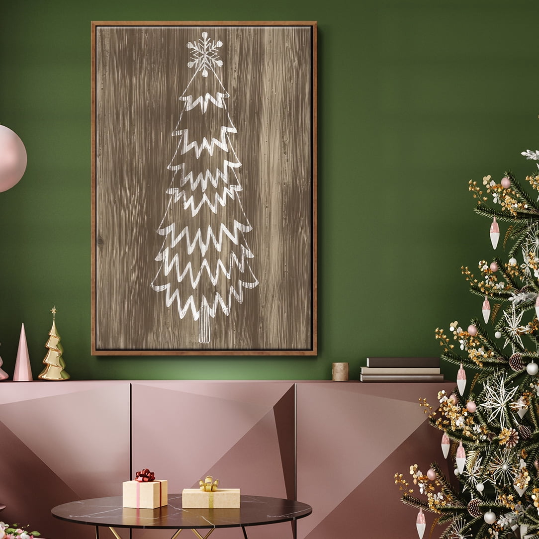 Barnwood Wonderland VIII - Framed Gallery Wrapped Holiday Canvas - 27 x 41 - Rosewood Frame