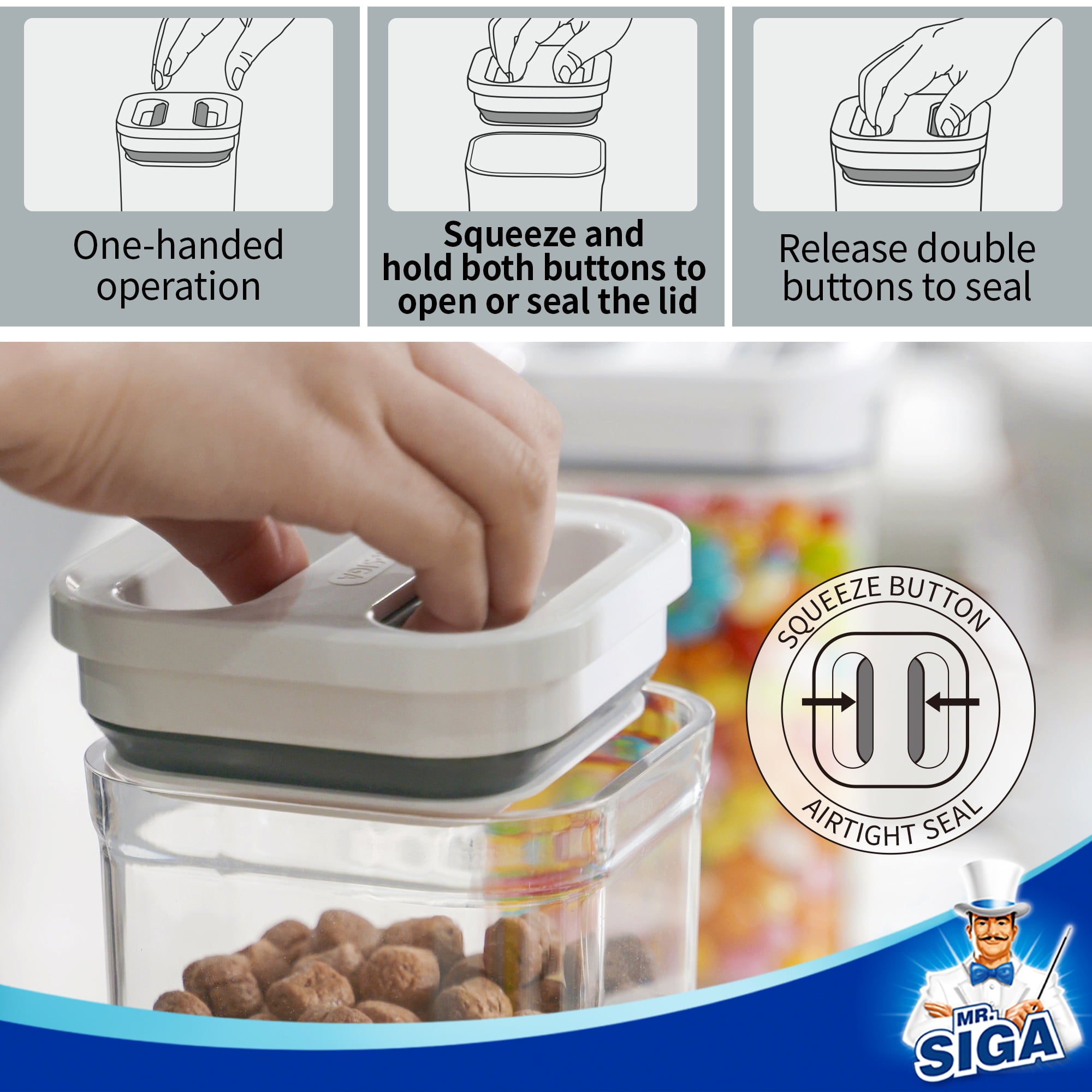MR.Siga 6 Piece Kitchen Storage Containers Set, BPA Free Kitchen Pantry  Organization Canisters for Cereal, Spaghetti, Pasta, White