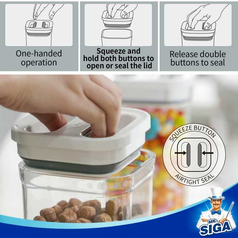MR.SIGA 4 Pack Airtight Food Storage Container Set, BPA Free Kitchen Pantry Organization Canisters with One-Handed Leak Proof Lids, 1L / 33.8oz