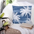 thumbnail image 3 of 24x24 Pillow Covers Set of 2, Summer Palm Trees Square Throw Pillow Covers for Couch/Sofa/Living Room, Tropical Navy Blue Shabby Abstract Art Beach Decorative Soft Pillowcases for Couch, 3 of 7