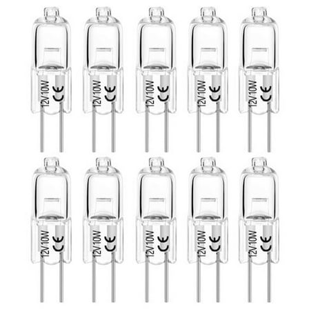 Halogen Bulbs G4 10W 12V T3 Jc Type 2 Pin Base Replacement For Landscape Under Cabinet Puck Light Track Lighting Dimmable (10 Pack)