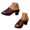thumbnail image 3 of Mostsola Womens Sandals Platform Heels Peep Toe Slip on Dress Shoes Casual Summer Slides Mules, 3 of 8