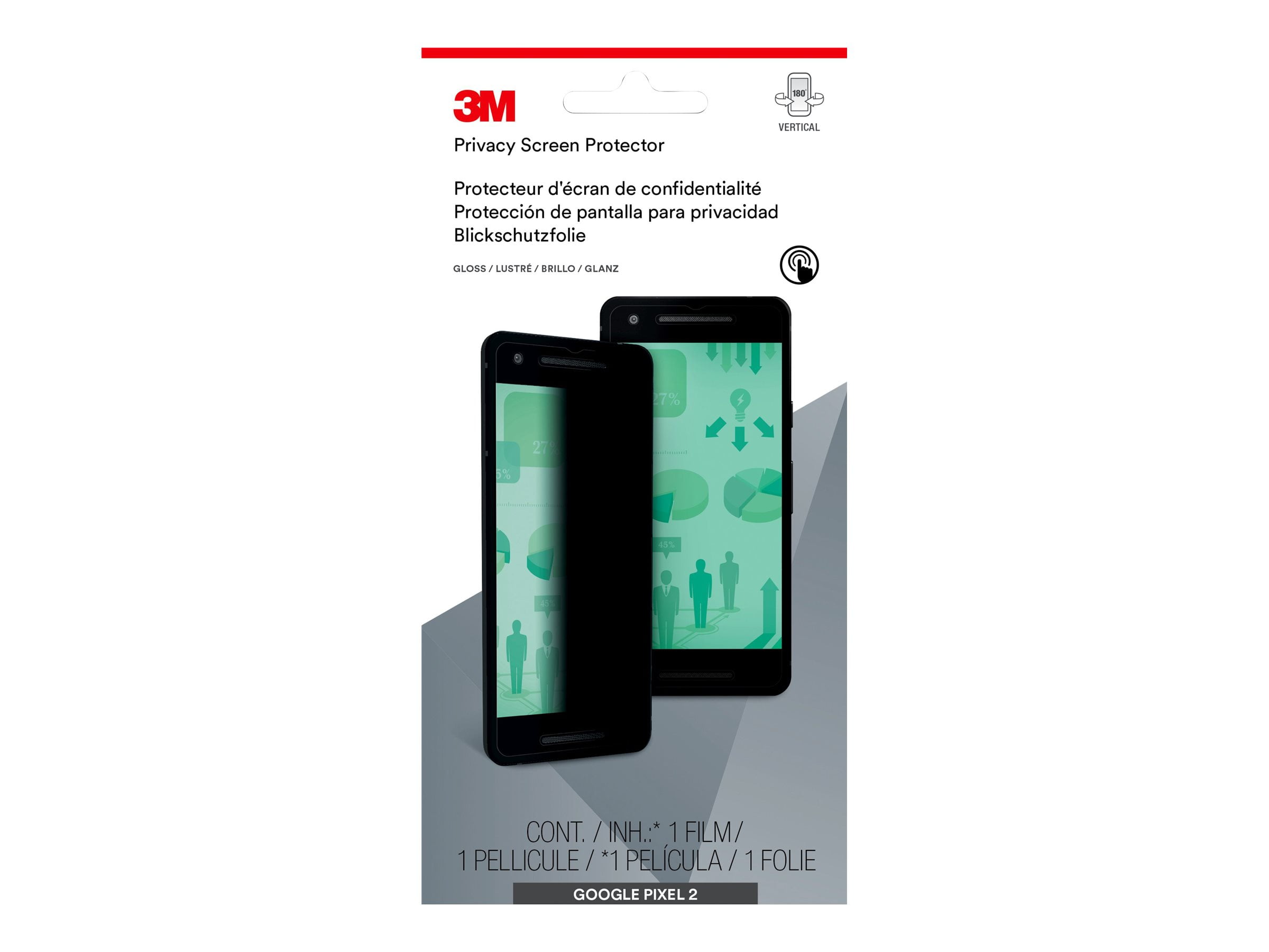 3m Privacy Screen Protector For Google Pixel 2 Phone Black