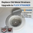 thumbnail image 4 of Flex Strainer® Sink Drain Strainer with Optional Stopper – No Center Stem, Fits Standard 3½” Sink Drains & Disposals – Easy Clean, Dishwasher Safe – Made in USA – Grey, 2-Pack, 4 of 10