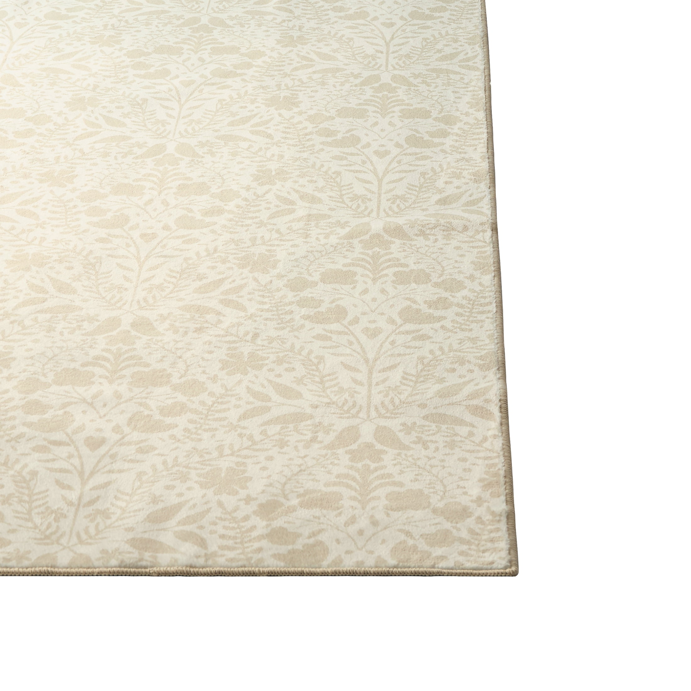 My Texas House Ivory Floral Faux Fur Washable Indoor Area Rug, 5' x 7'