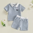 thumbnail image 6 of Baby Boy Shorts Set Summer Clothes Toddler Embroidery Striped Short Sleeve Lapel T-shirt Shorts Outfit,Sky Blue, 6 of 7