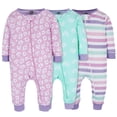 thumbnail image 1 of 3-Pack Baby & Toddler Girls Floral Fox Snug Fit Footless Pajamas, 1 of 9