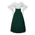 thumbnail image 6 of Hvyesh Costume Women Outfit with Renaissance Peasant Skirt + Off Shoulder Trumpet Sleeve Tops, Victorian Skirt High Waisted Button Skirt Set for Womens Halloween Costumes, 6 of 7