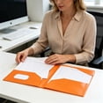 thumbnail image 6 of Two-Pocket File Folder with Inner Flap, Double Pocket Document Organizer Folder, Organizer Solution for Work Office Presentations (Orange, 9.5''x12''), 6 of 6