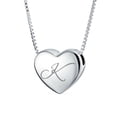 thumbnail image 1 of Personalized Plain Simple Engravable Script Alphabet Letter K Initial Monogram Heart Pendant Necklace Slide Pendant for Women for Girlfriend Polished .925 Sterling Silver Custom Engraved, 1 of 4