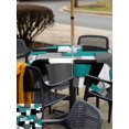 thumbnail image 5 of Outdoor Tablecloth with Umbrella Hole for Patio/Picnic/Party/Camping, Modern Turquoise Grey Waterproof Table Cloth Square Cover Washable, Abstract Geometric Color Blocks (60"x 60"), 5 of 8