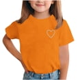 thumbnail image 2 of LJEFF Girls Cute Print Rhinestone T-Shirt, Cotton Short Sleeved Comfort Crew Neck Summer Casual Tee Orange Size 2 T, 2 of 7