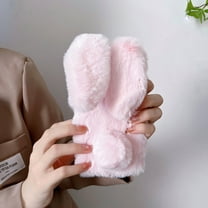 Allytech Furry Bunny Case Cover for Samsung Galaxy A23 5G, Chic Luxury Faux Fur Rabbit Design Girly Back Case for Girls Women Shockproof Bumper Soft Fluffy Cover - Pink