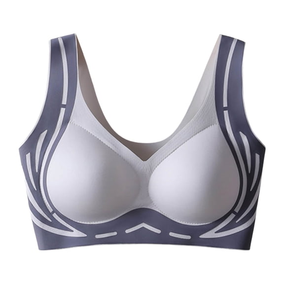 Gtoiithly Women's Bra Ladies Back Lift Top Support Seamless Underwear Fixed Cup Pair Of Breasts Sagging Folding Vest Bra Everyday Bras Blue M