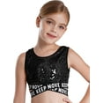 thumbnail image 2 of iiniim Kids Girls Sequin Sleeveless Hip Hop Latin Modern Jazz Dance Crop Tank Top Vest Performance Black 10, 2 of 7
