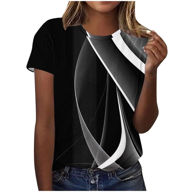 Women Printed Shirts Tees Women's Short Sleeves Blouse