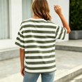 thumbnail image 4 of Jamsmile Women T-Shirts Striped Print Loose Fit Short Sleeve Summer Tee Shirts Tops Casual Oversize Basic Baggy Loose Tops, 4 of 5