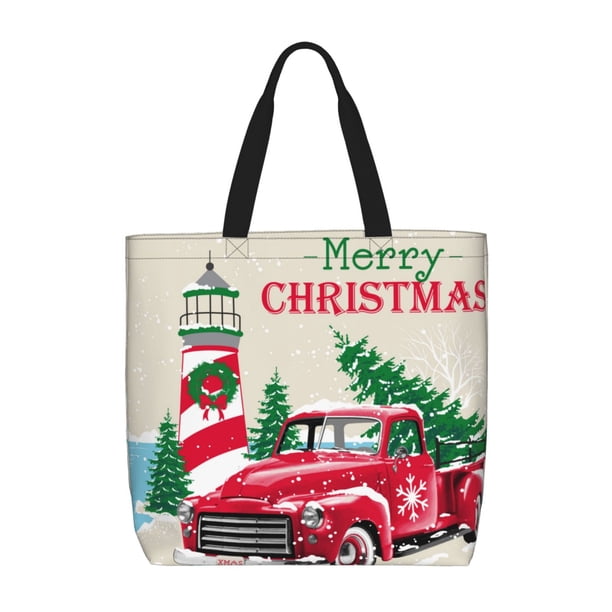 Fotbe Merry Christmas 1 Bolsa Tote con Estampado para Mujer, Bolsos con Cremallera, Bolsa de Hombro Casual de Gran Capacidad con Bolsillos Internos
