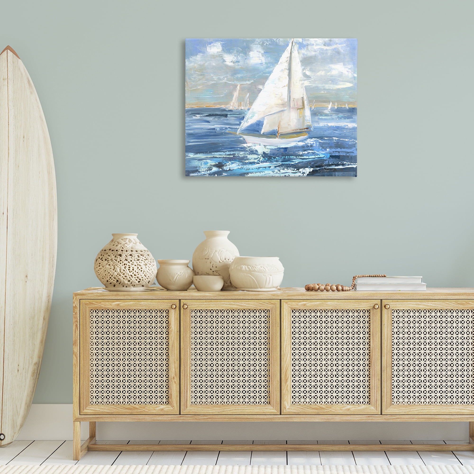Stupell Industries Sailing Choppy Waves Nautical & Beach Painting Wrapped Canvas Art Print Wall Art, 40 x 30
