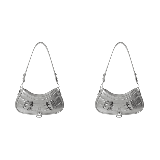 Bolso Hombro PU para Mujer Tipo Cartera Con Correa Ajustable (Plata)