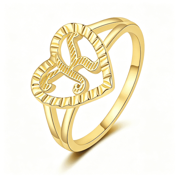 DESIGNICE Gold Initial Rings for Women Non Tarnish 14K Gold Plated Vintage Heart Thumb Rings Personalized Carved Letter Statement Stackable Rings Size 6-10 Jewelry Gifts