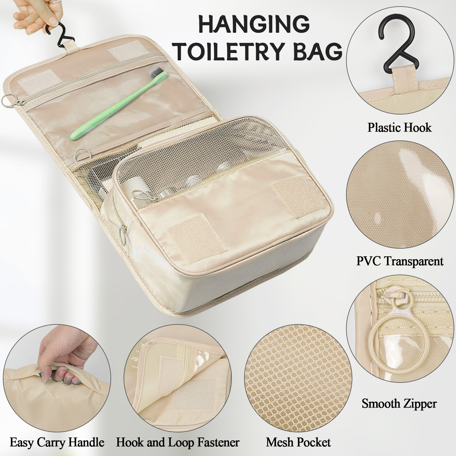 HonorHut 8 Set Packing Cubes Lightweight Organizer Bags Mesh Luggage Packing Bags Durable Storage Totes Travel Essentials Accessories Beige