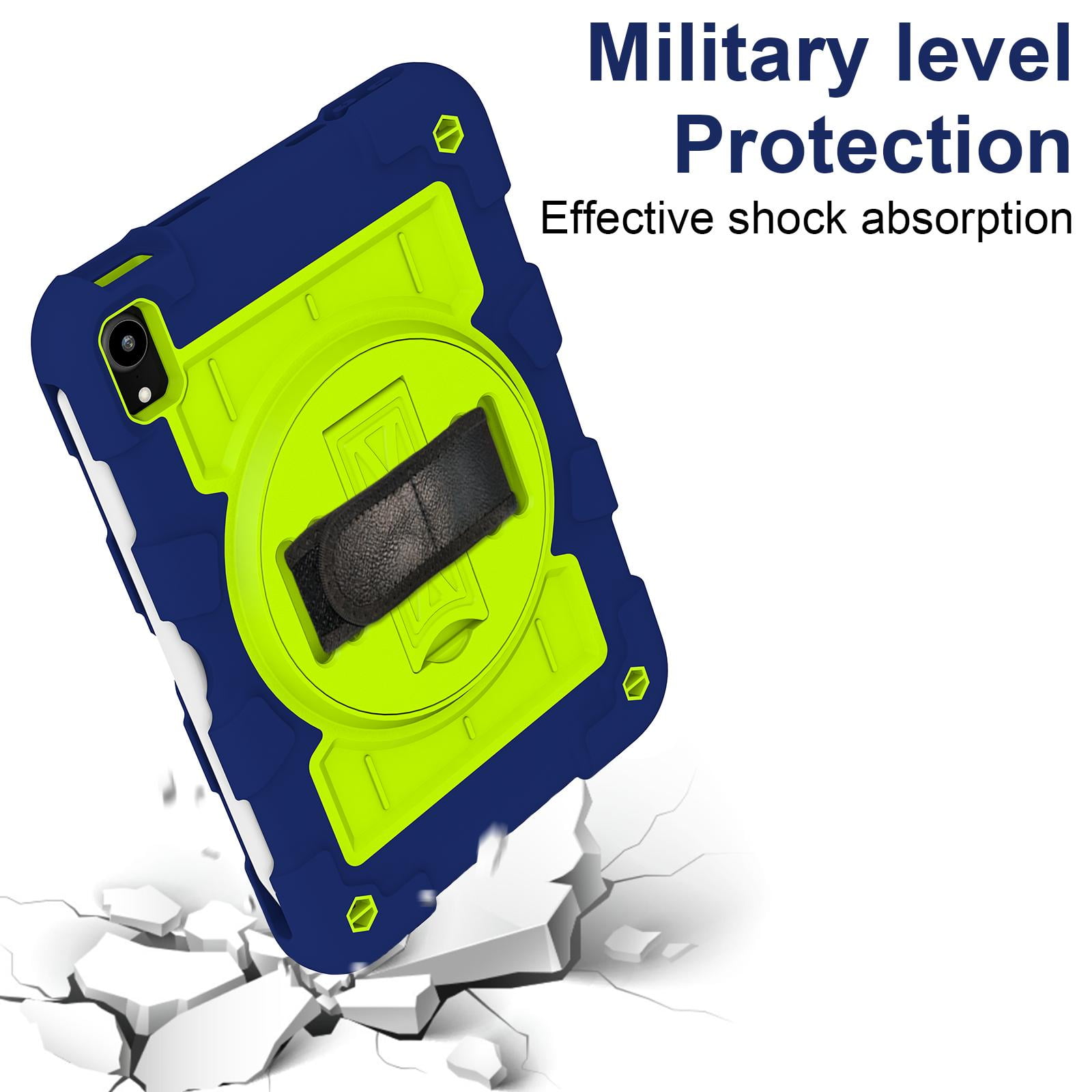 TECH CIRCLE for Apple iPad Mini (A17 Pro/A15) 7th/6th Generation Case 8.3" (2024/2021 Release), Durable Shockproof Protective Back Cover Case with Kickstand /Hand Strap /Shoulder Strap, Navy + Green