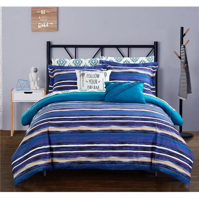 Chic Home CS4427-US Flordeliza Blue Twin 7 Piece Comforter Set